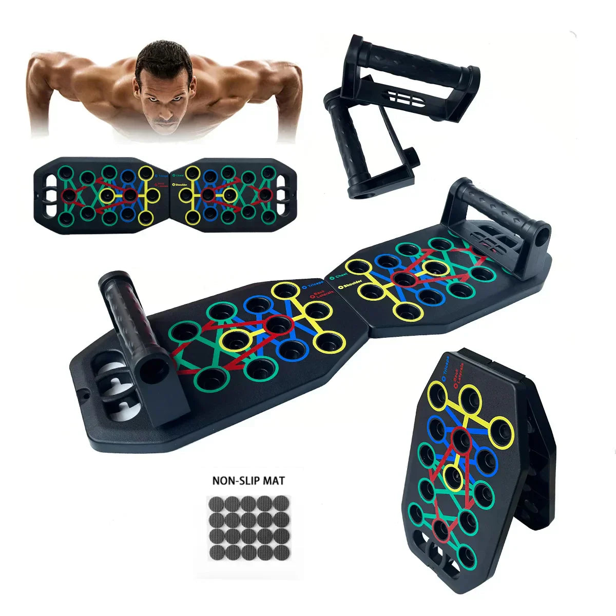 Color-Coded Push-Up Board β Full-Body Workout System